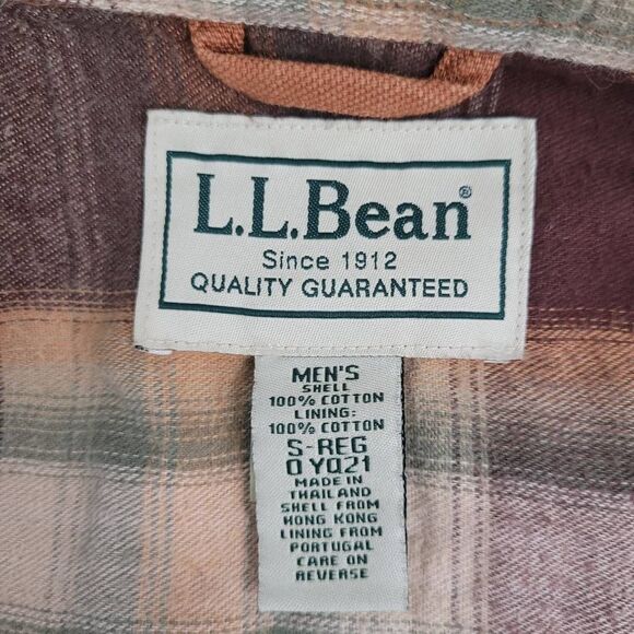 LL Bean Canvas Field Barn Shacket Jacket Mens Small Plaid Flannel Lined OYQ21 - Picture 4 of 6